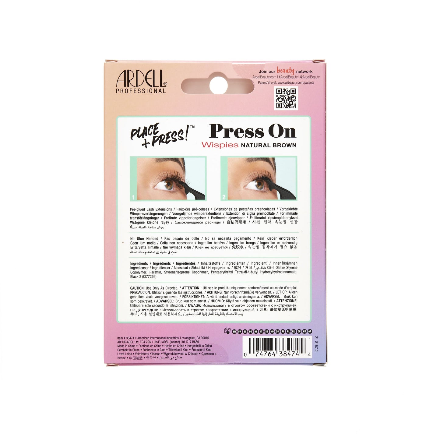 Press On Pre-Glued Underlash Wispies Natural Brown Back