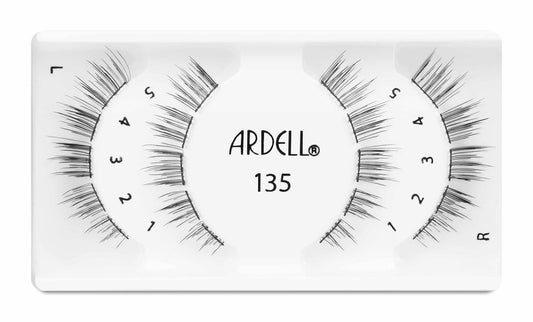 Ardell X-Tended Wear Lashes 135 in numbered tray, designed for long-lasting wear with tapered, lightweight lash segments.