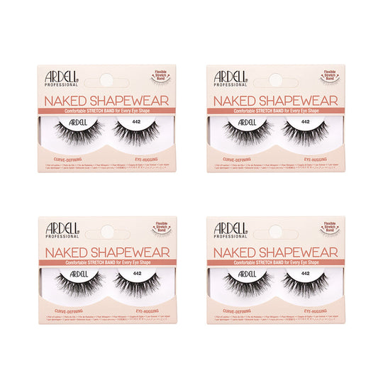 Four packages of Ardell Naked Shapewear false eyelashes on a white background