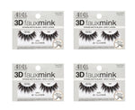 Four packages of Ardell 3D faux mink false eyelashes on a white background