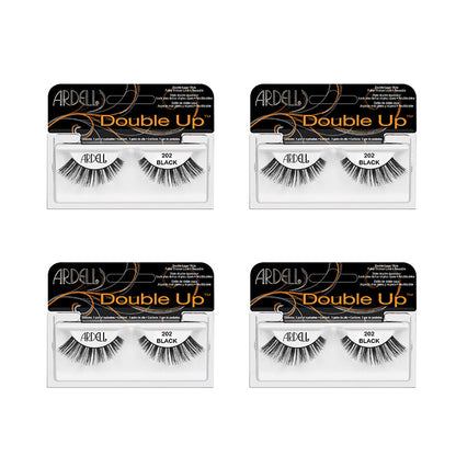 Four packages of Ardell Double Up false eyelashes on a white background