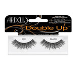A single pair of Ardell Double Up Lash 203 inside its retail packaging with some text written on it