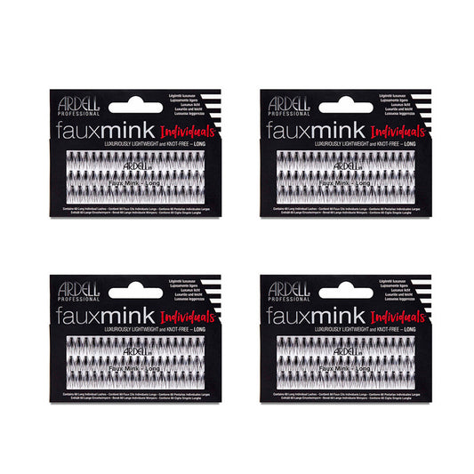 Four packages of Ardell Faux Mink Individual Eyelashes on a white background