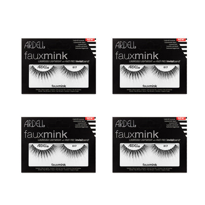 Four packages of Ardell fauxmink eyelashes on a white background