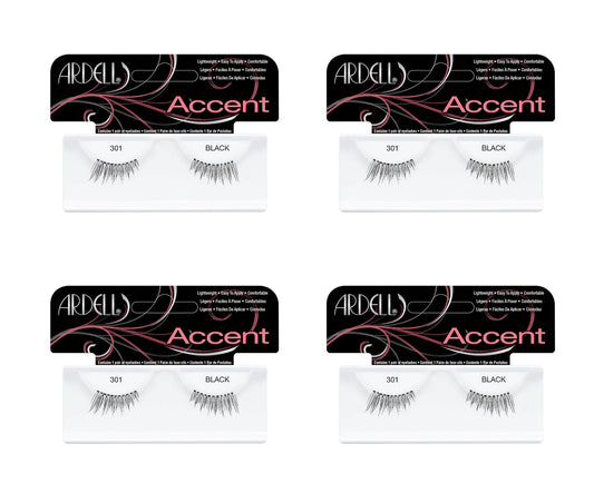 Four packages of Ardell Accent false eyelashes on a white background