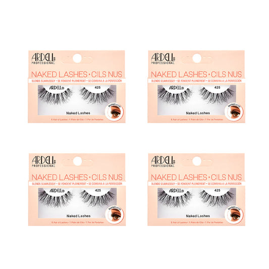 Four packages of Ardell Naked Lashes on a white background