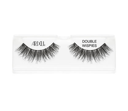 A single pair of Ardell Double Wispies placed into its inner container with some texts written on it