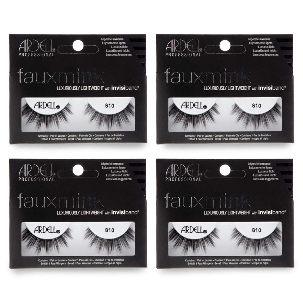 Four packages of Ardell Faux Mink eyelashes on a white background