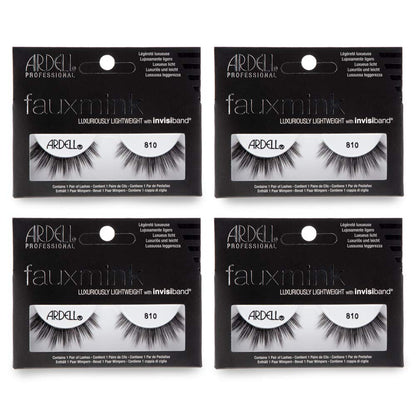 Four packages of Ardell Faux Mink eyelashes on a white background