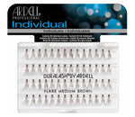 Front view of an Ardell Knotted Individuals - Medium (Brown) faux lashes set in complete retail wall hook packaging