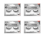 Four packages of Ardell 3D faux mink false eyelashes on a white background