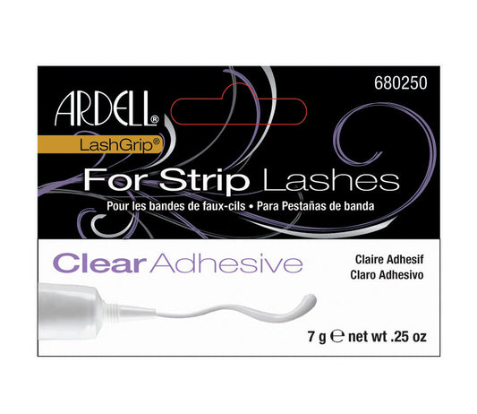 Front view of Ardell Lashgrip Strip Adhesive Clear 0.25 oz retail wall hook packaging