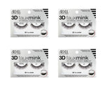 Four packages of Ardell 3D faux mink false eyelashes on a white background
