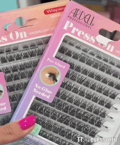 Press on Pre-Glued Underlash Extensions Wispies Natural GIF