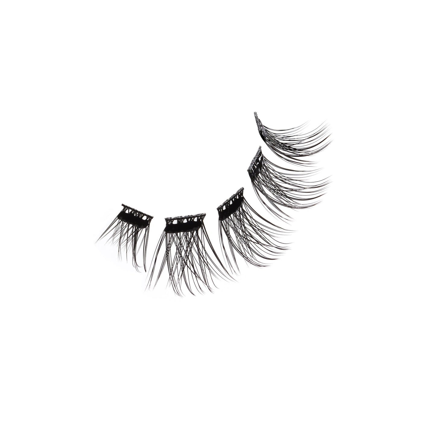 Floating set of Ardell Press-On Wispies Volume Lashes on a white background