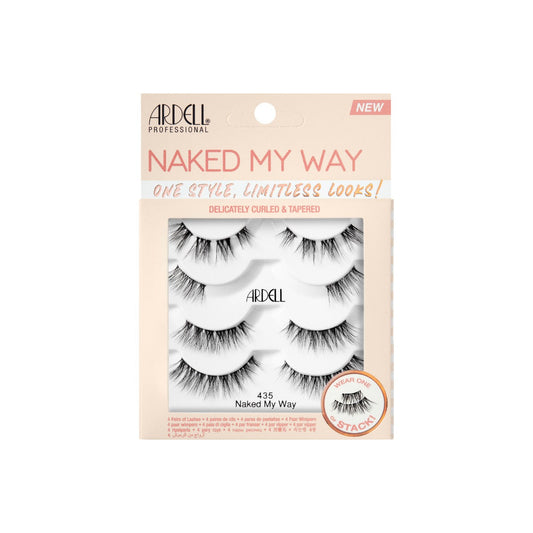 Front View of Naked My Way Lashes 435 retail wall hook box