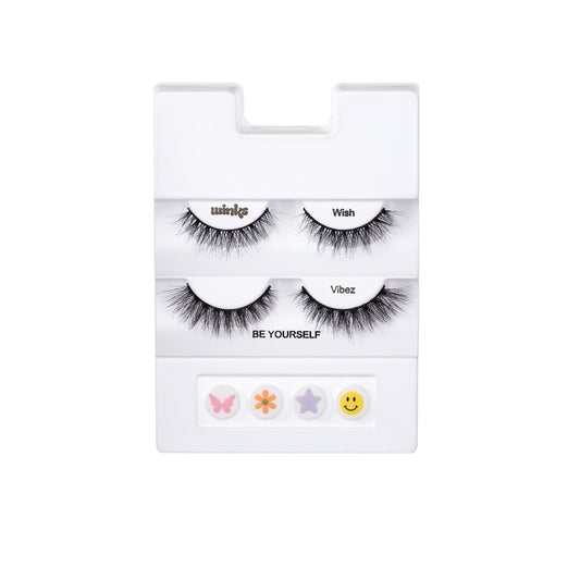 Winks Be Yourself Wish + Vibez Lashes & Patches tray showing its inclusions