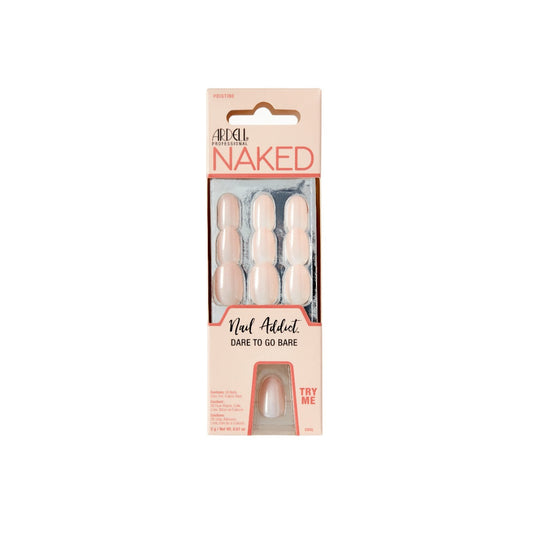 Packaging displaying a try me feature for Ardell Nail Addict Naked Pristine box