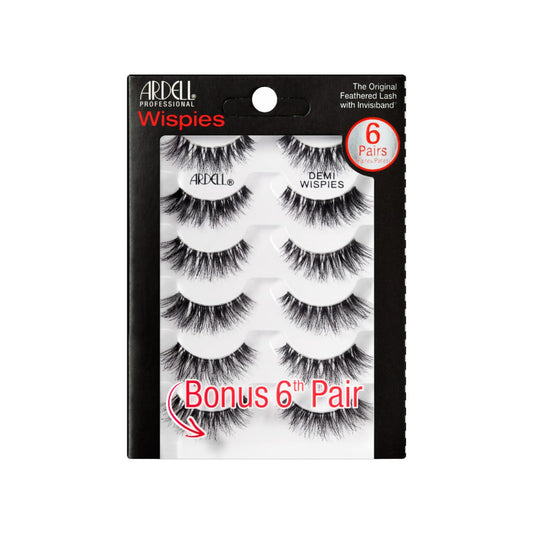 A set of Ardell Demi Wispies in 6 pairs showing its perfect amount of flutter, feathering & curl