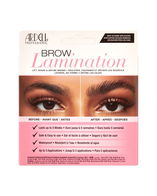 Front view of Ardell Brow Lamination Kit in retail wall hook packaging