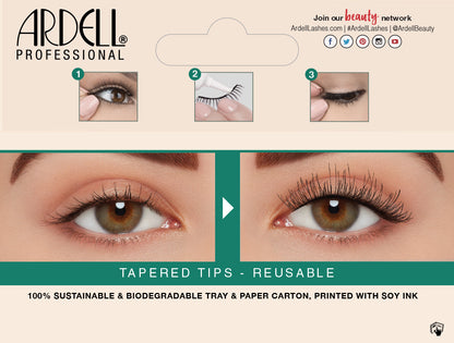 Back details of Ardell's Ecolashes 450 packaging with application & removal instructions & its inclusions